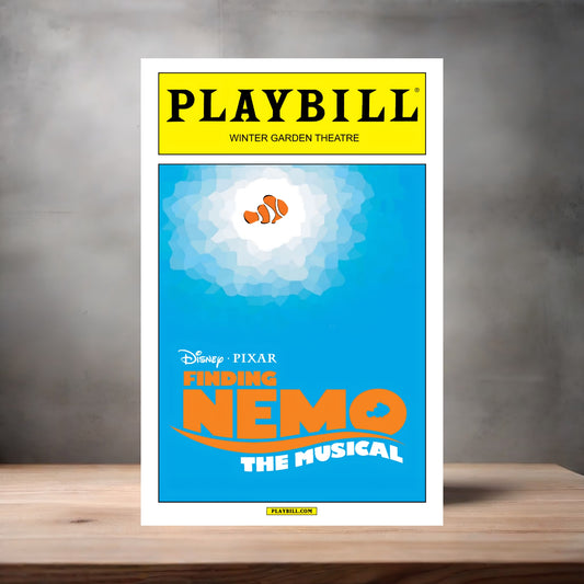 Playbill Finding Nemo poster on aluminum print. Multiple sizes available
