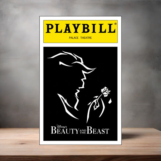 Playbill Beauty and the Beast poster on aluminum print. Multiple sizes available