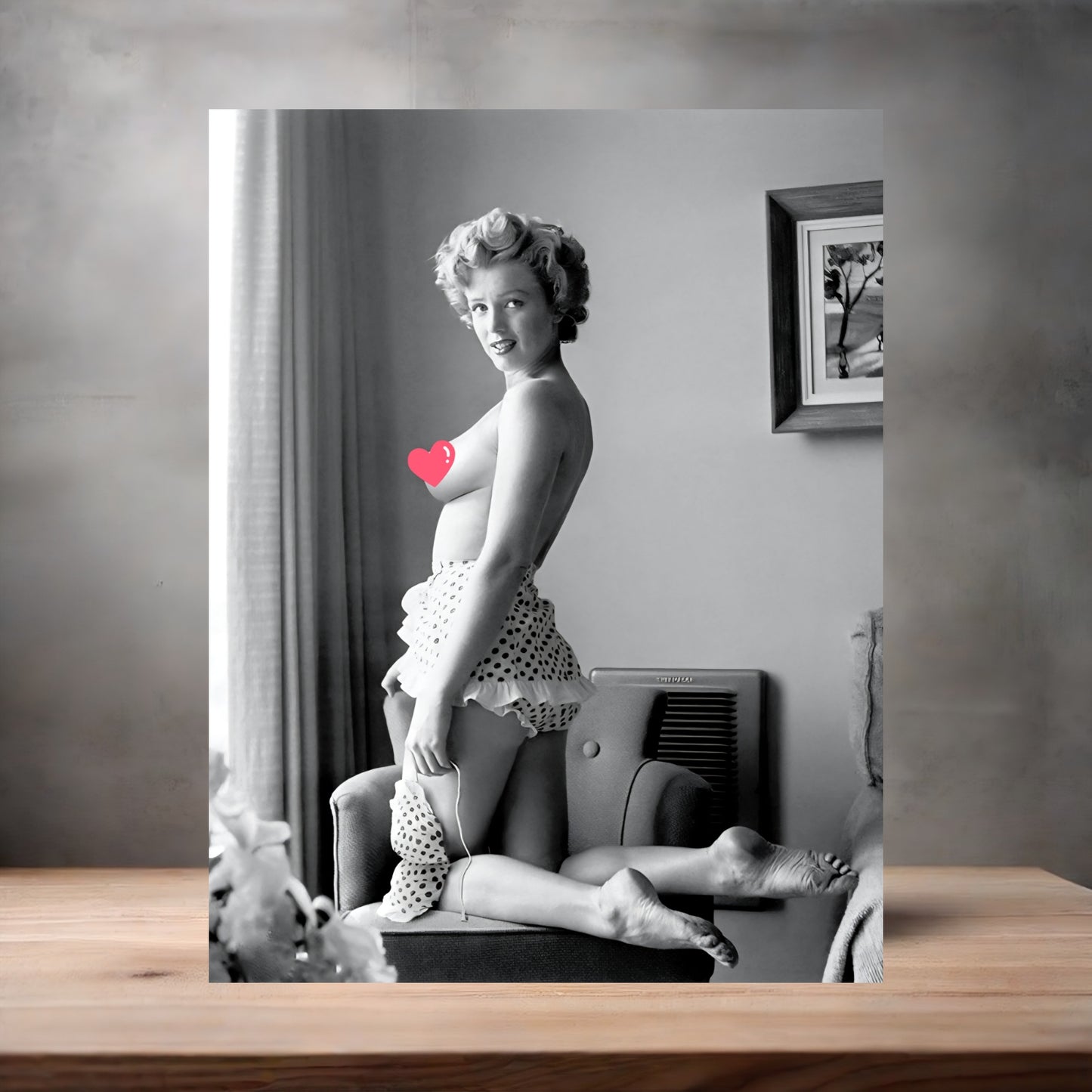 Adult Marilyn Monroe  poster on aluminum print. Multiple sizes available