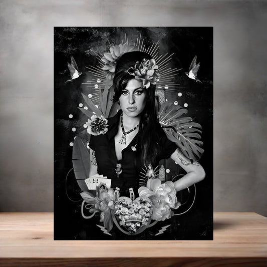Amy Winehouse v4 poster on aluminum print. Multiple sizes available