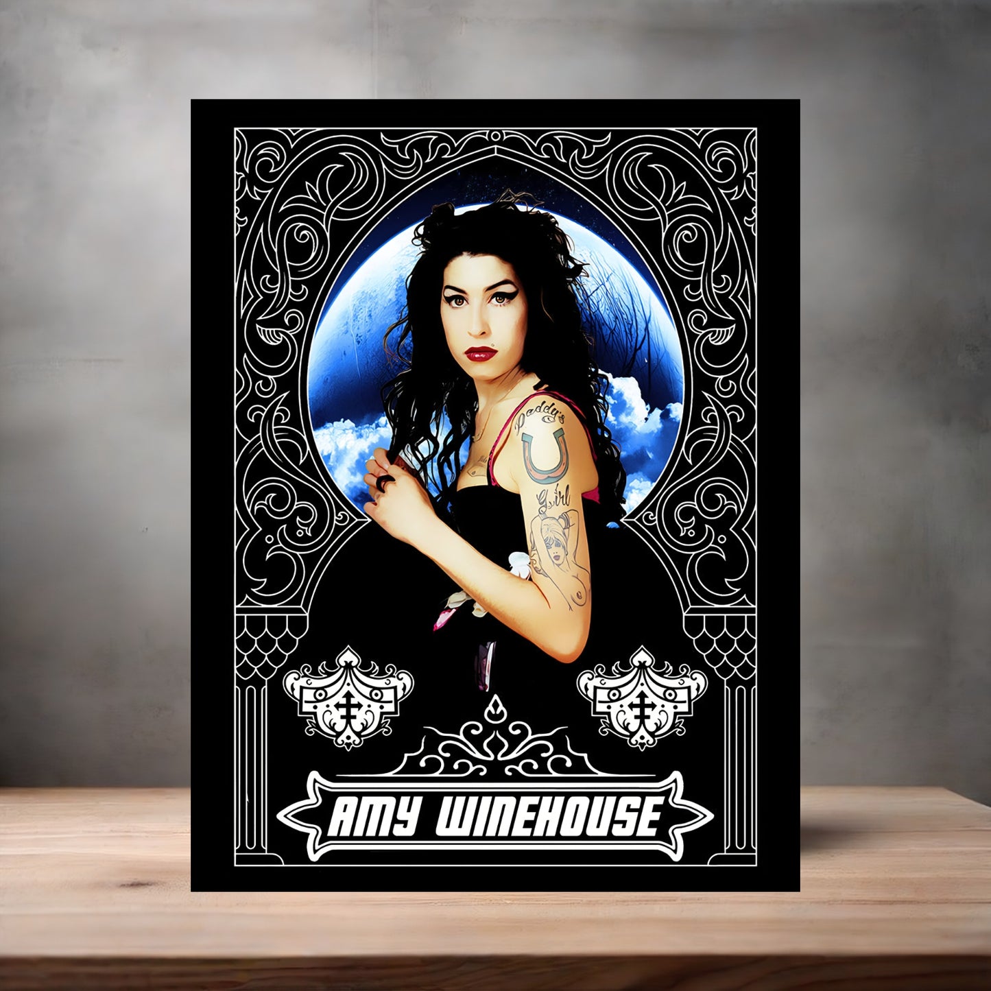 Amy Winehouse v13 poster on aluminum print. Multiple sizes available