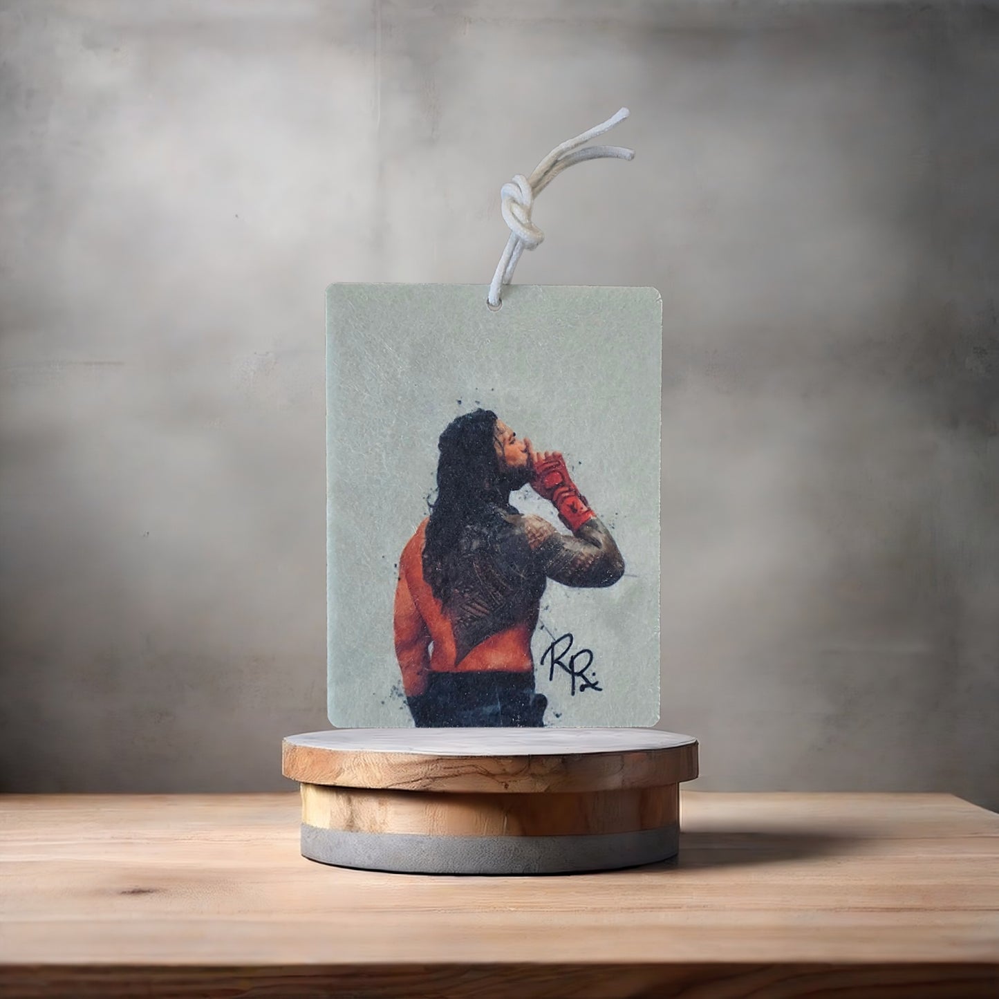 Roman Reigns wrestling photo on car air freshener. Many scents to choose from