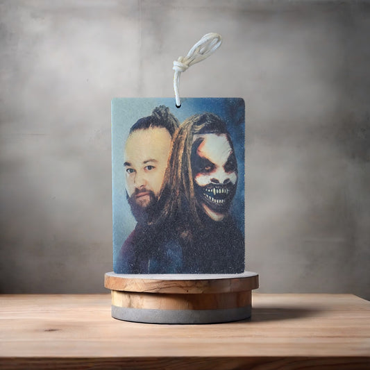 Bray Wyatt and Fiend wrestling photo on car air freshener. Many scents to choose from