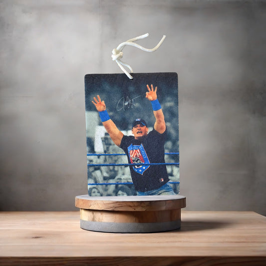 John Cena wrestling photo on car air freshener. Many scents to choose from