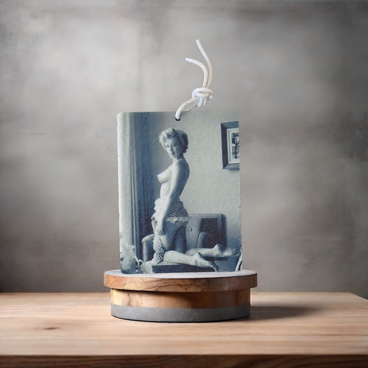 Marilyn Monroe black and white mature adult photo on car air freshener. Many scents to choose from