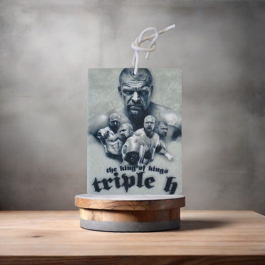 Triple H The King of Kings wrestling photo on car air freshener. Many scents to choose from