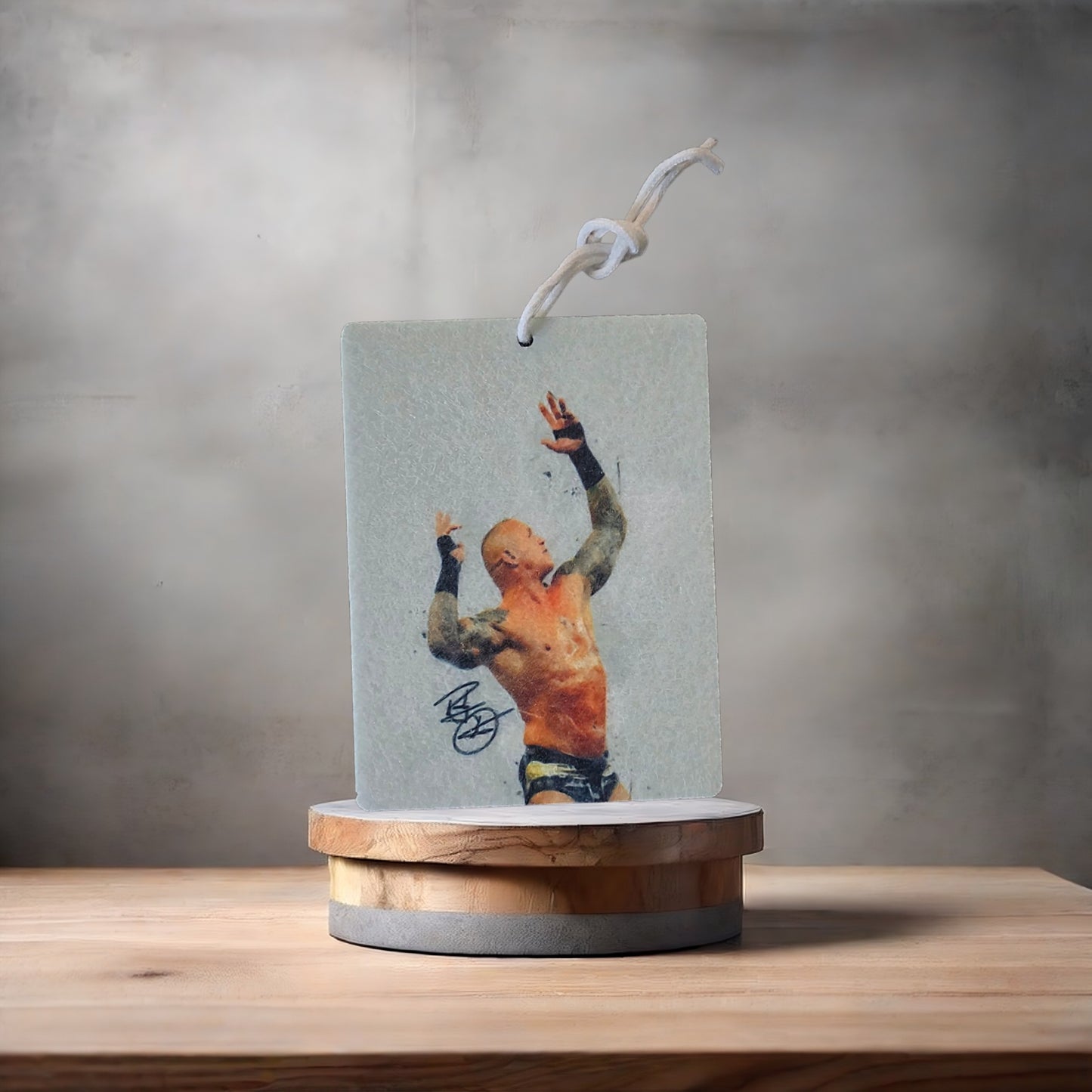 Randy Orton wrestling photo on car air freshener. Many scents to choose from