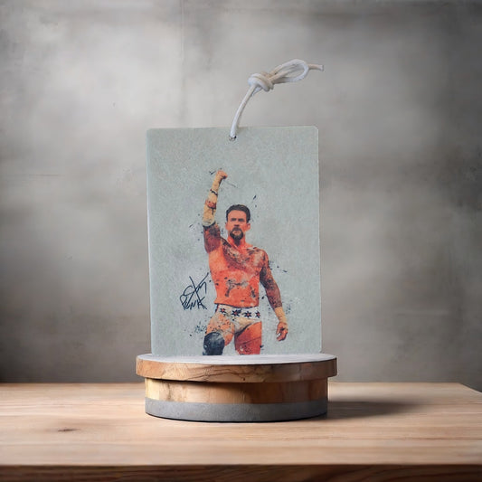 CM Punk wrestling photo on car air freshener. Many scents to choose from