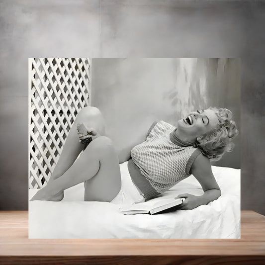 Marilyn Monroe laughing poster on aluminum print. Multiple sizes available