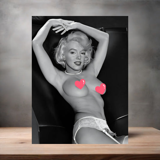 Adult Marilyn Monroe mature poster on aluminum print. Multiple sizes available