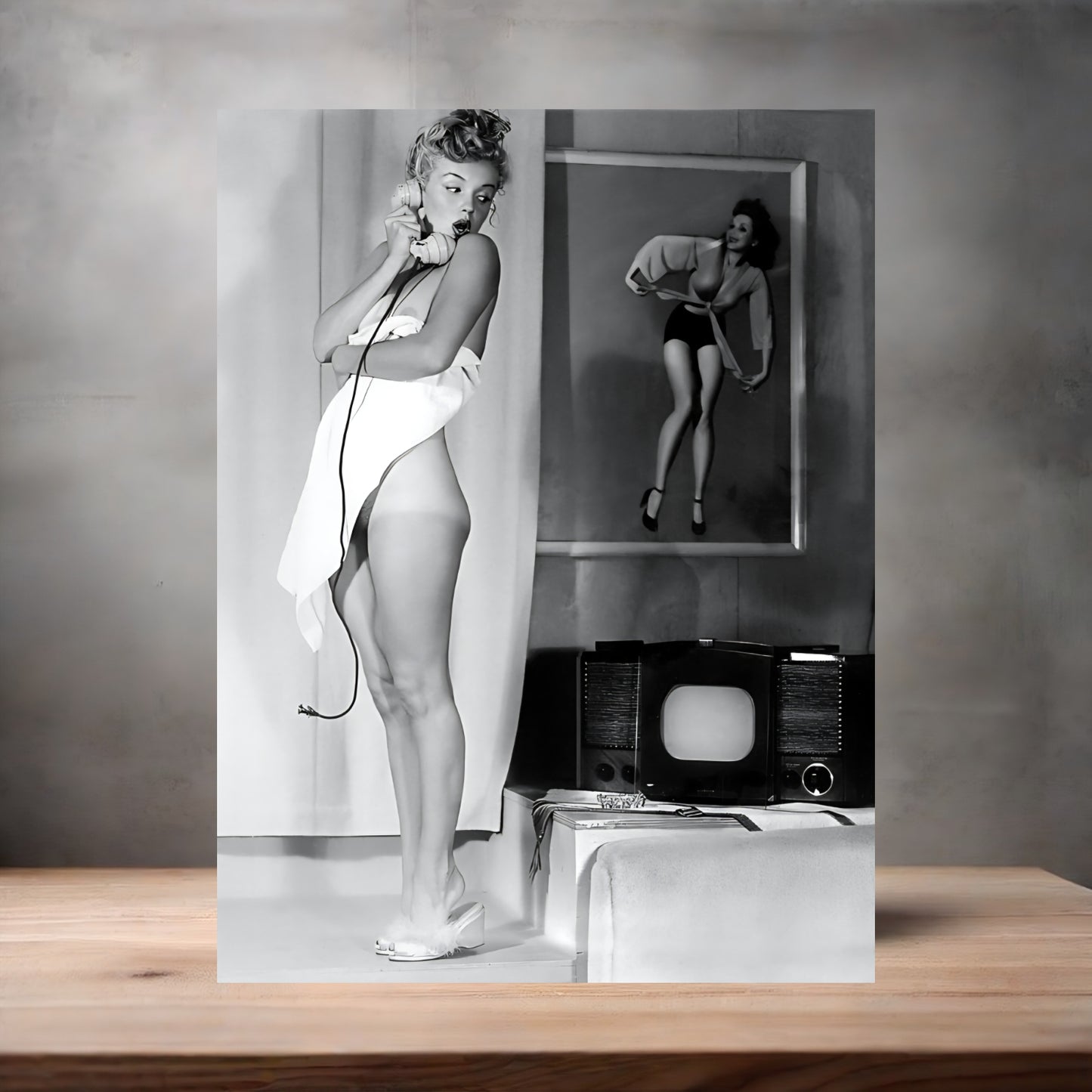 Adult Marilyn Monroe towel poster on aluminum print. Multiple sizes available
