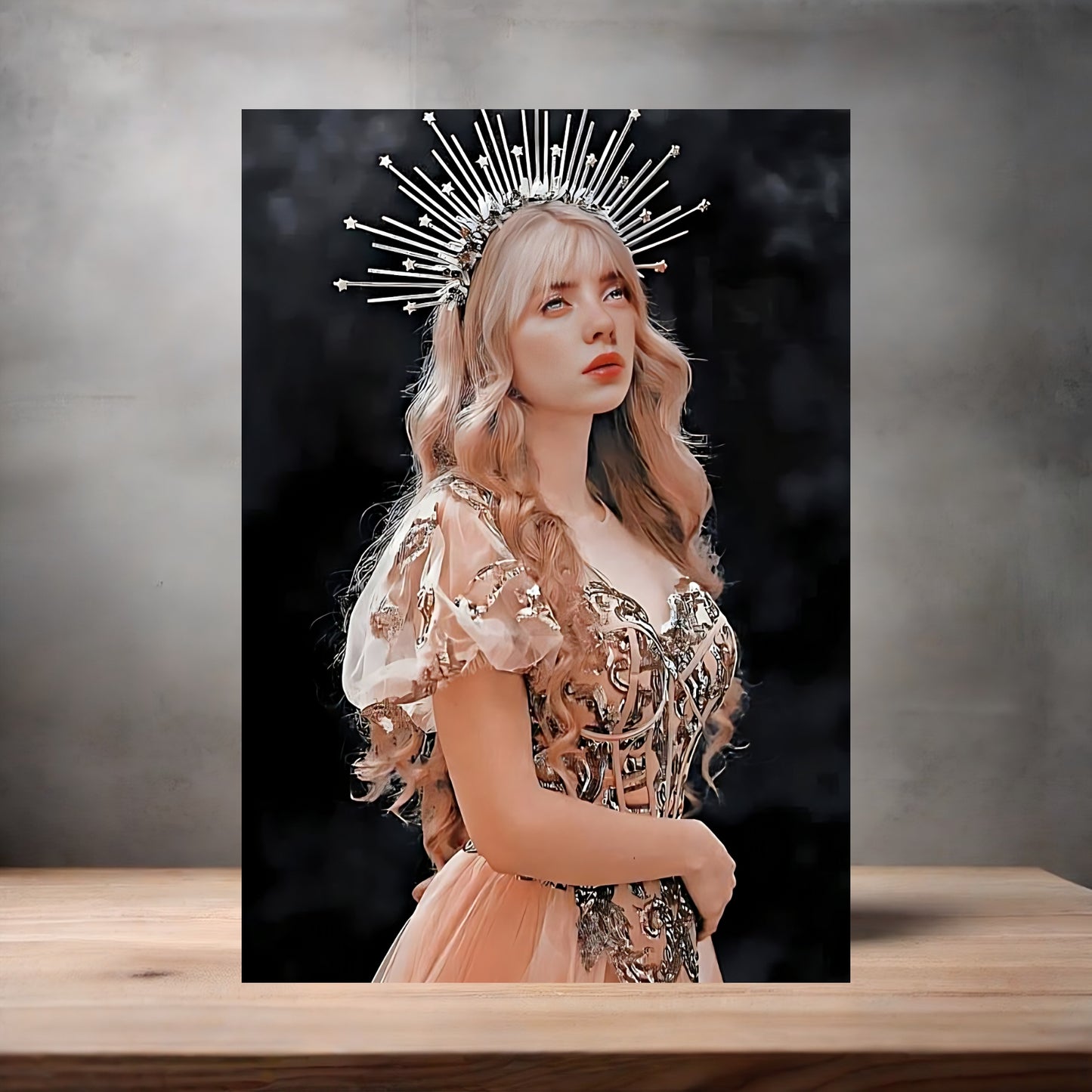 Billie Eilish crown poster on aluminum print. Multiple sizes available