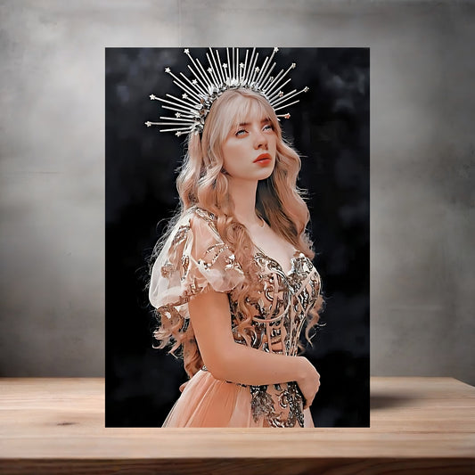 Billie Eilish crown poster on aluminum print. Multiple sizes available