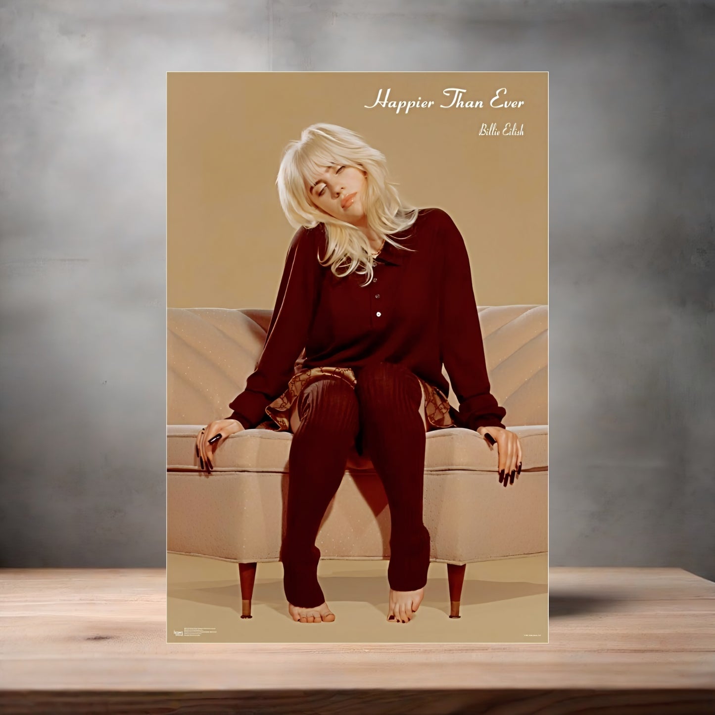 Billie Eilish Happier than Ever poster on aluminum print. Multiple sizes available