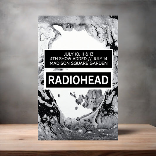 Radiohead Madison Square Garden concert poster on aluminum print. Multiple sizes available