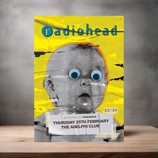 Radiohead the Adelphi Club concert poster on aluminum print. Multiple sizes available