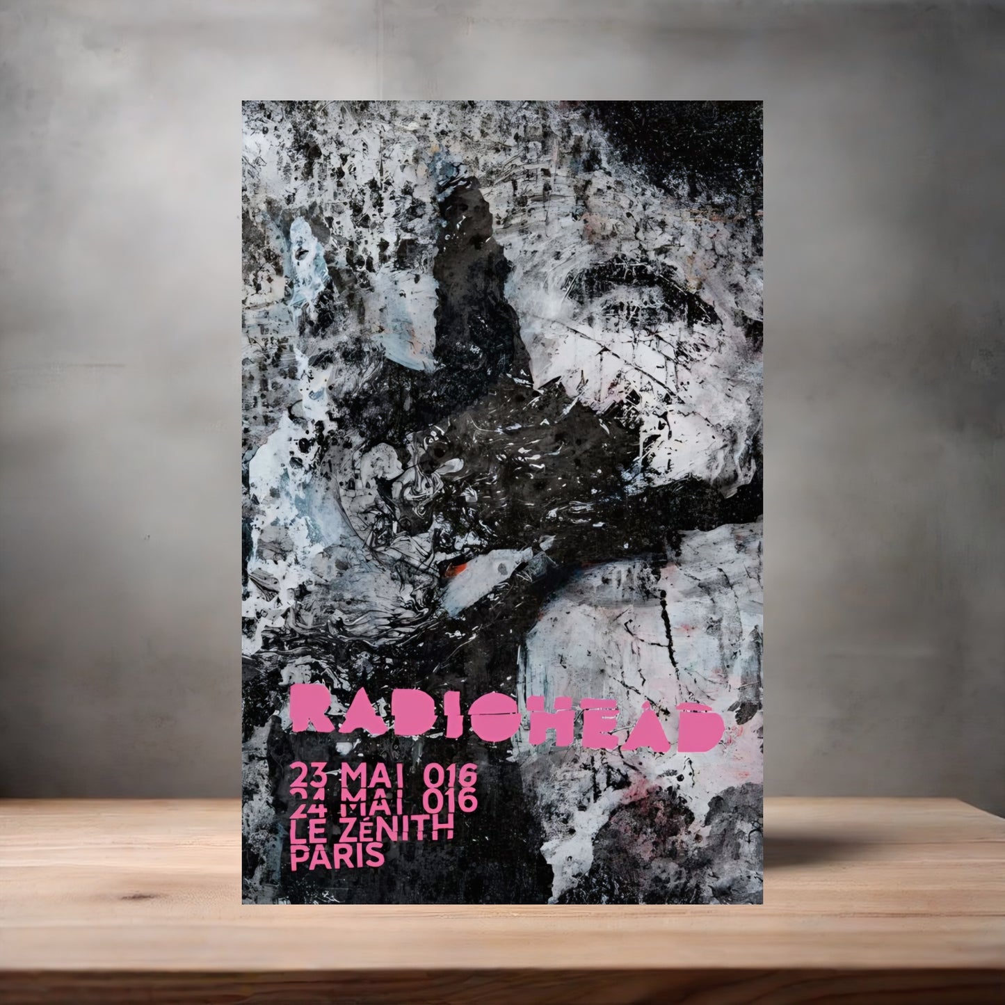 Radiohead Paris Concert poster on aluminum print. Multiple sizes available