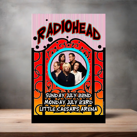 Radiohead  Little Caesars Arena Concert poster on aluminum print. Multiple sizes available