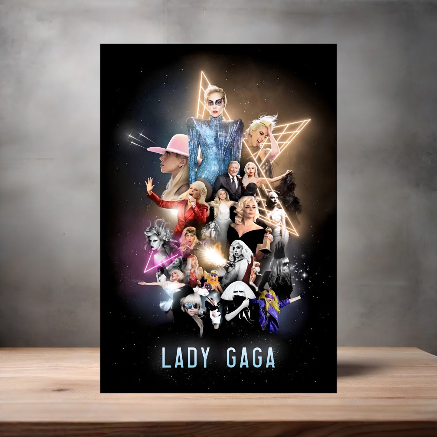 Lady Gaga collage poster on aluminum print. Multiple sizes available