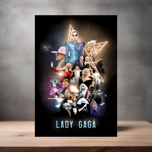 Lady Gaga collage poster on aluminum print. Multiple sizes available