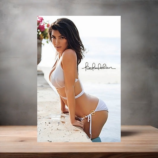 Sexy Kim Kardashian bikini poster on aluminum print. Multiple sizes available