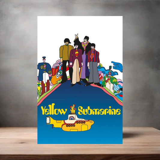 Yellow Submarine movie poster on aluminum print. Multiple sizes available.