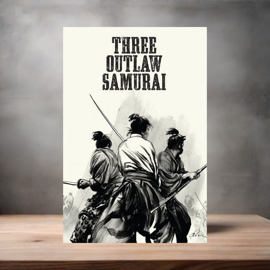 Three Outlaw Samurai movie poster on aluminum print. Multiple sizes available.