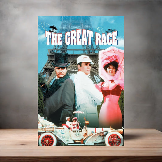 The Great Race movie poster on aluminum print. Multiple sizes available.