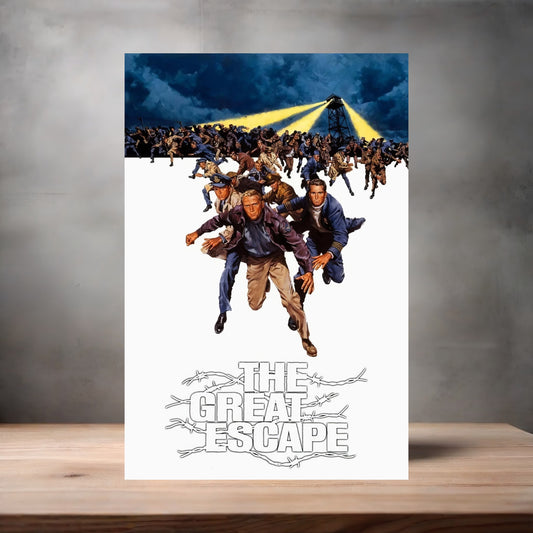 The Great Escape movie poster on aluminum print. Multiple sizes available.