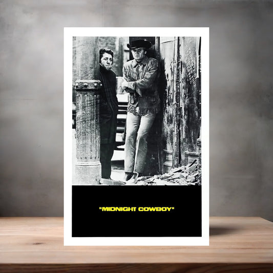 "Midnight Cowboy" movie poster on aluminum print. Multiple sizes available.