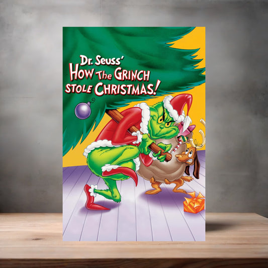 Dr. Seuss How the Grinch Stole Christmas movie poster on aluminum print. Multiple sizes available.