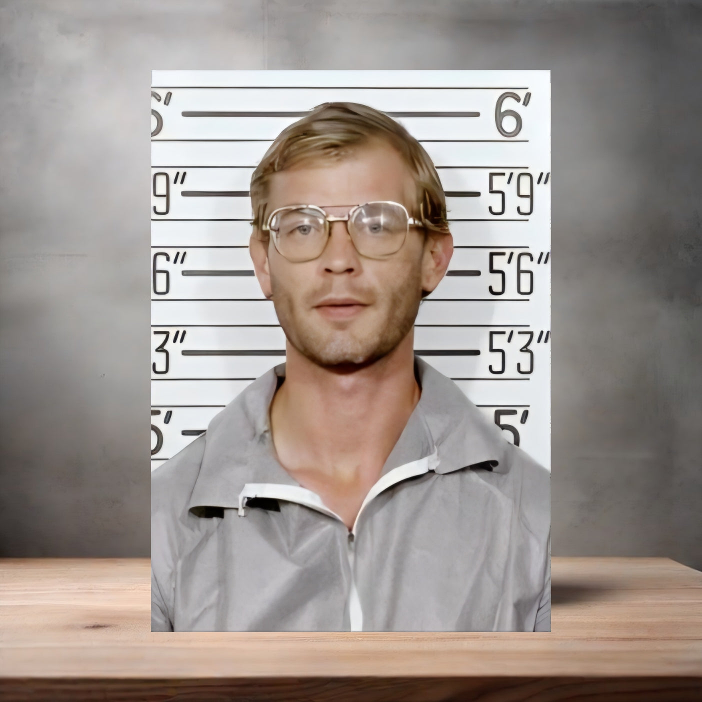 Jeffrey Dahmer mugshot poster on aluminum print. Multiple sizes available