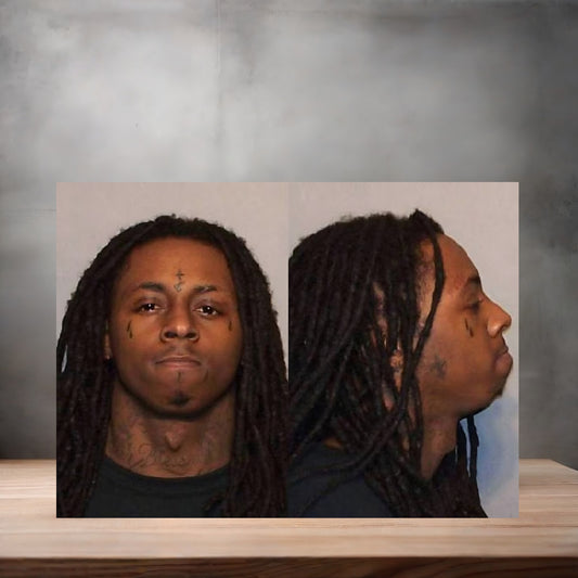 Lil Wayne mugshot poster on aluminum print. Multiple sizes available
