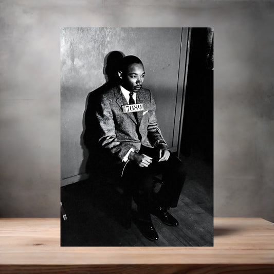 Martin Luther King mugshot poster on aluminum print. Multiple sizes available