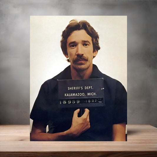 Tim Allen mugshot poster on aluminum print. Multiple sizes available