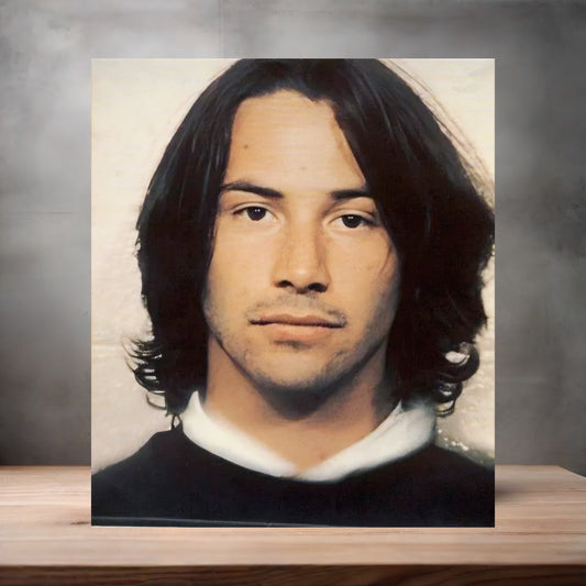 Keanu Reeves mugshot poster on aluminum print. Multiple sizes available