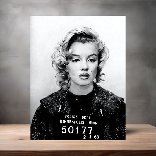 Marilyn Monroe mugshot poster on aluminum print. Multiple sizes available v2