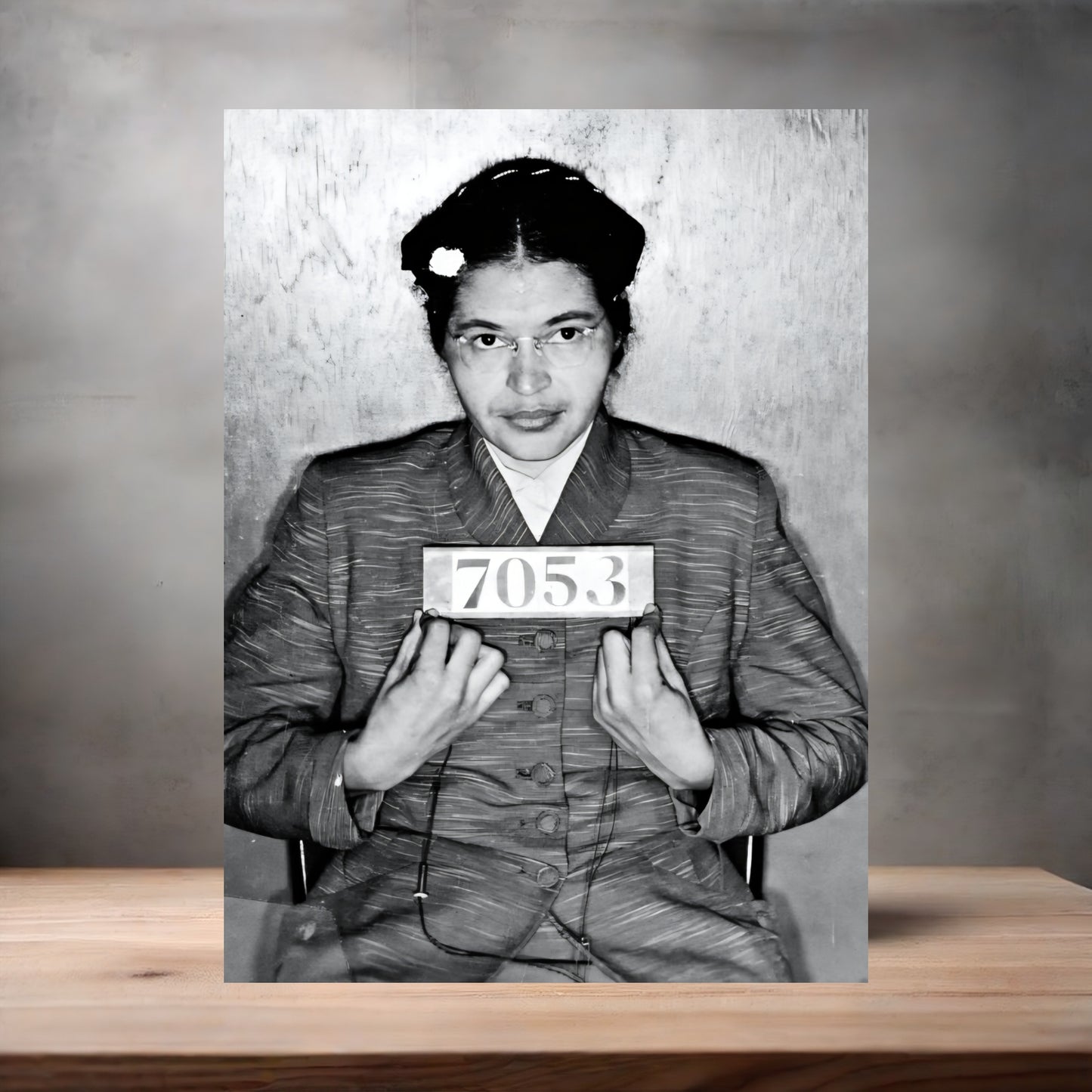 Rosa Parks mugshot poster on aluminum print. Multiple sizes available