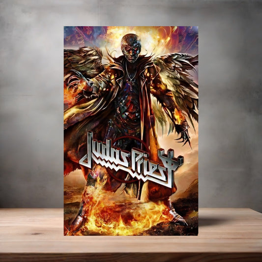 Judas Priest rock poster on aluminum print. Multiple sizes available.