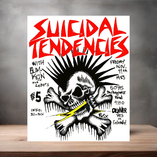 Suicidal Tendencies concert poster on aluminum print. Multiple sizes available.