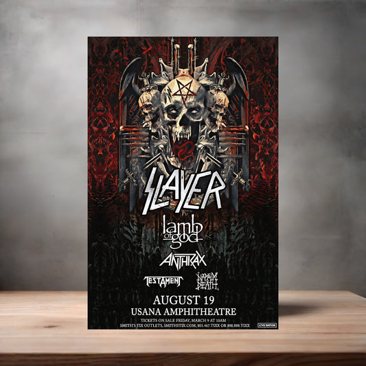 Slayer rock poster on aluminum print. Multiple sizes available. V9