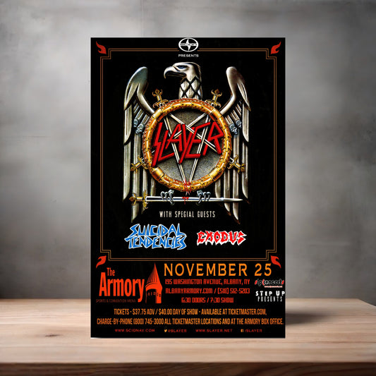 Slayer rock poster on aluminum print. Multiple sizes available. V7