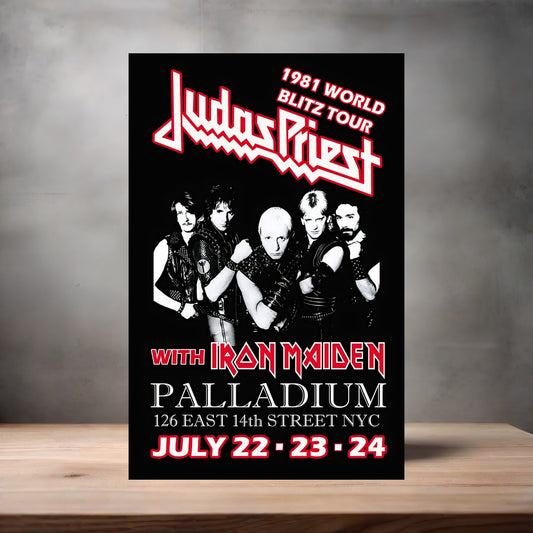 Judas Priest rock poster on aluminum print. Multiple sizes available. V2