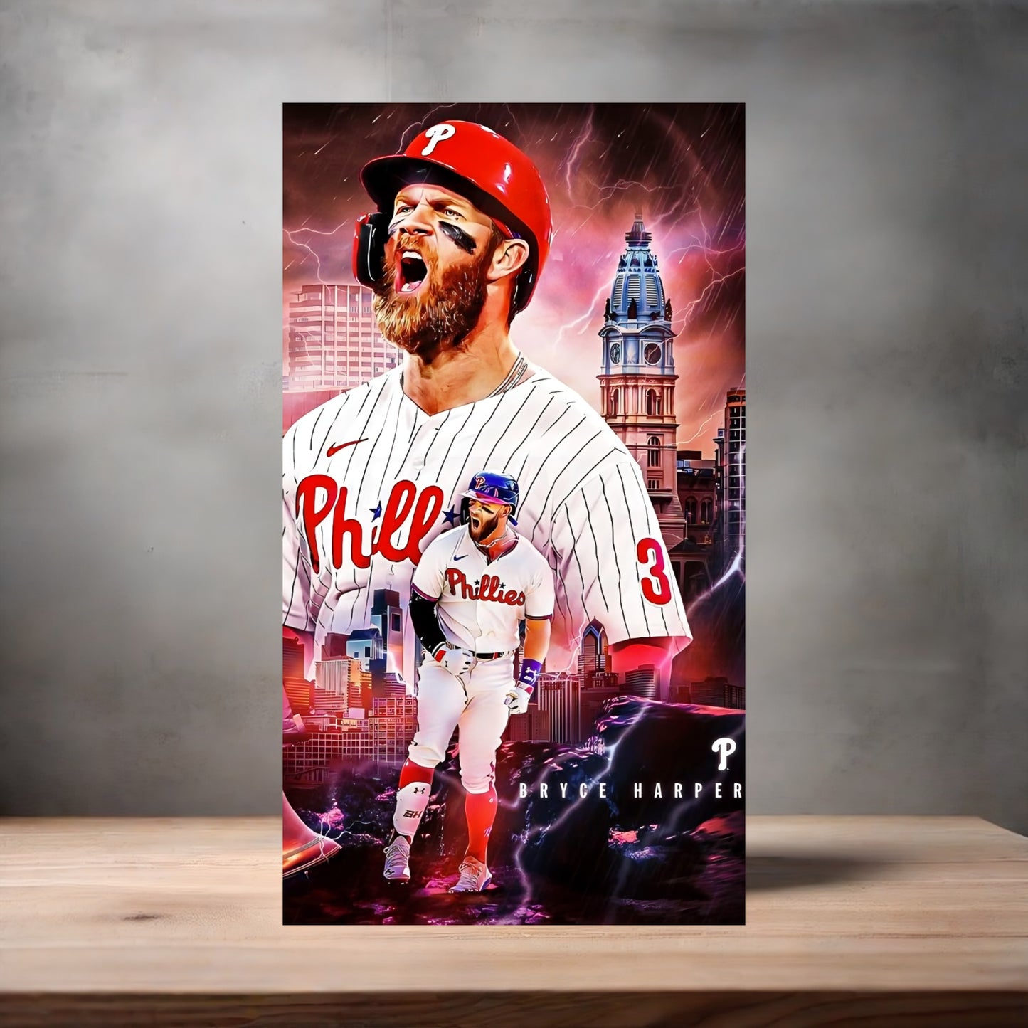 Philadelphia Phillies Bryce Harper poster on aluminum print. Multiple sizes available.