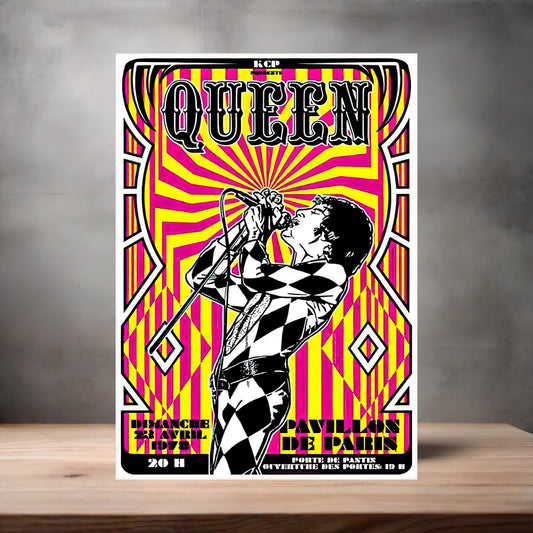 Queen Paris concert poster on aluminum print. Multiple sizes available.