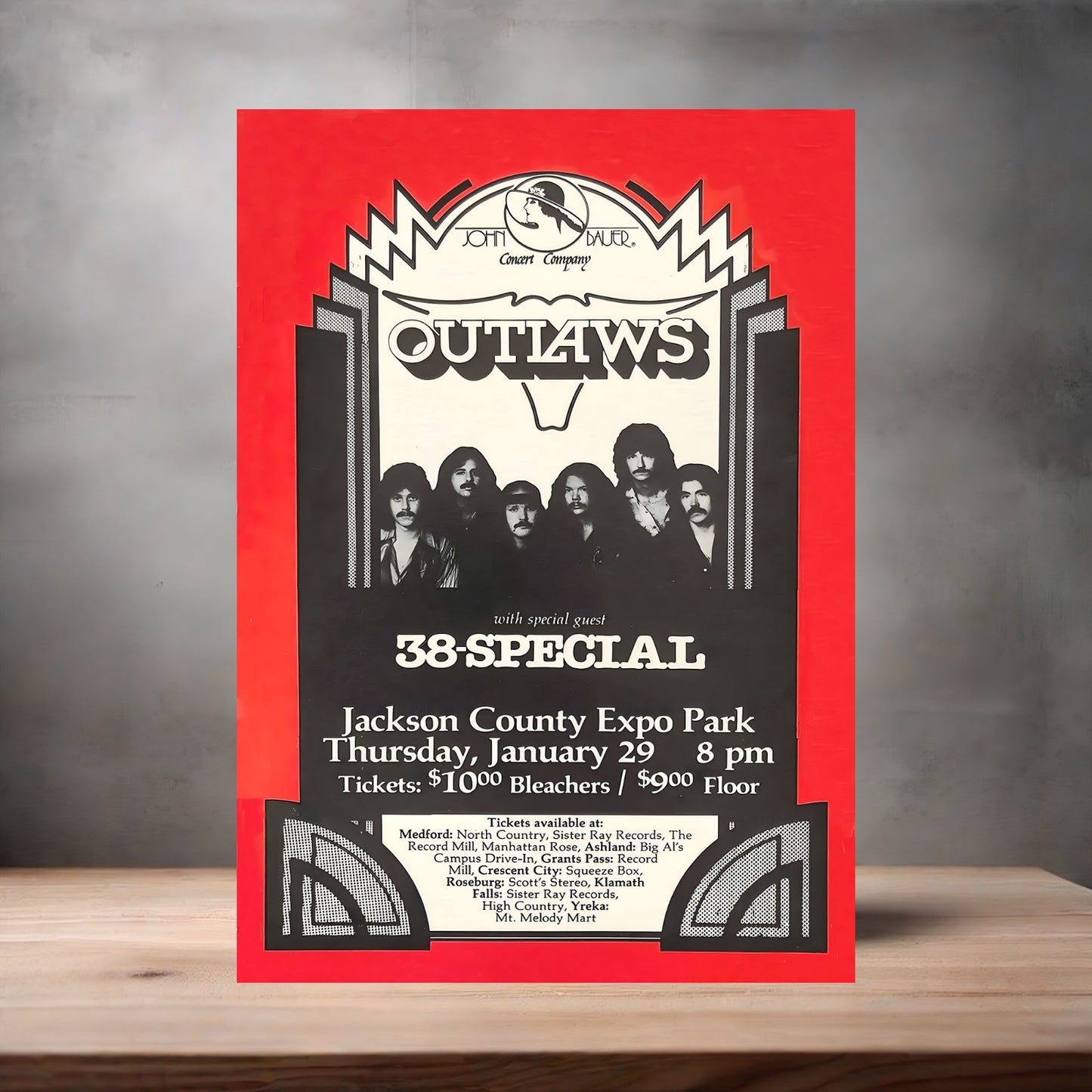 Outlaws with 38 Special concert poster on aluminum print. Multiple sizes available.