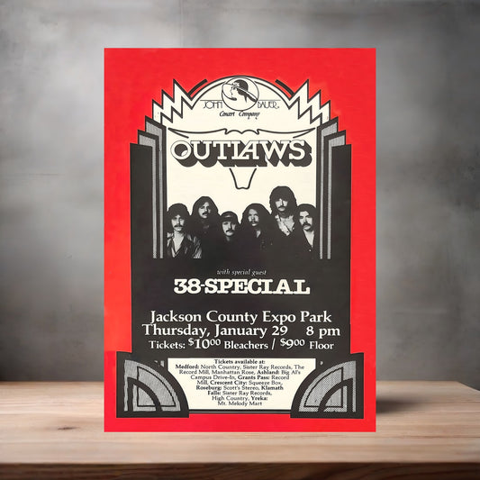 Outlaws with 38 Special concert poster on aluminum print. Multiple sizes available.