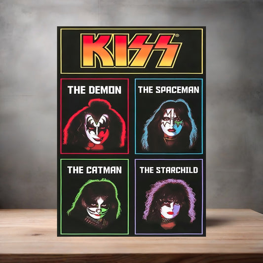 Kiss band member poster on aluminum print. Multiple sizes available.