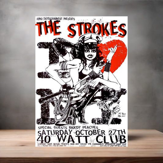 The Strokes with Moldy Peaches concert poster on aluminum print. Multiple sizes available.