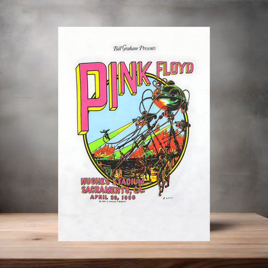 Pink Floyd Sacramento 1988 concert poster on aluminum print. Multiple sizes available.
